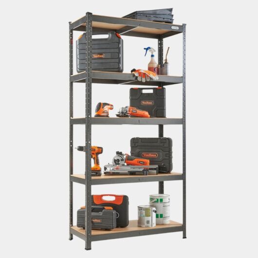 5-Tier Metal Shelving Unit - Black (180 x 90 x 40cm)