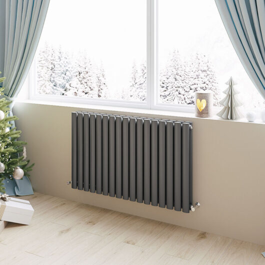 Acezanble - Horizontal Oval Column Radiator Central Heating Rad 600x1003mm Double Anthracite