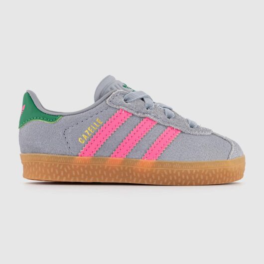 Adidas Kids Gazelle 2 Infant Trainers Halo Silver Pink Green Multi, 4infant